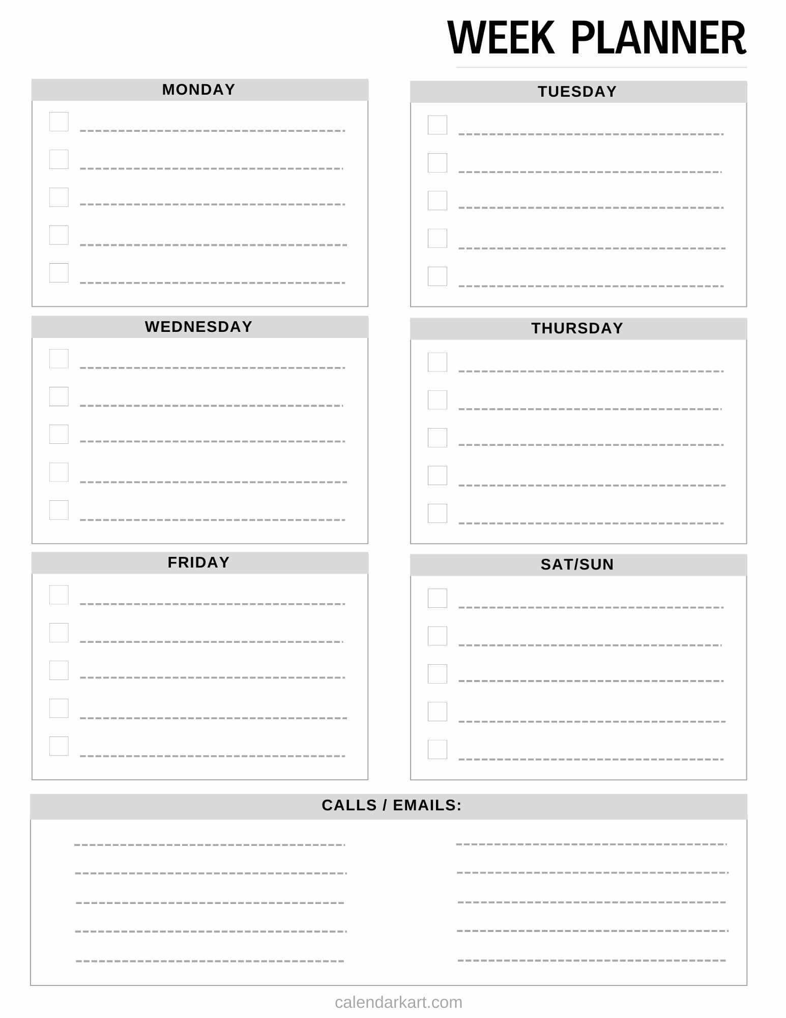 free online weekly calendar template