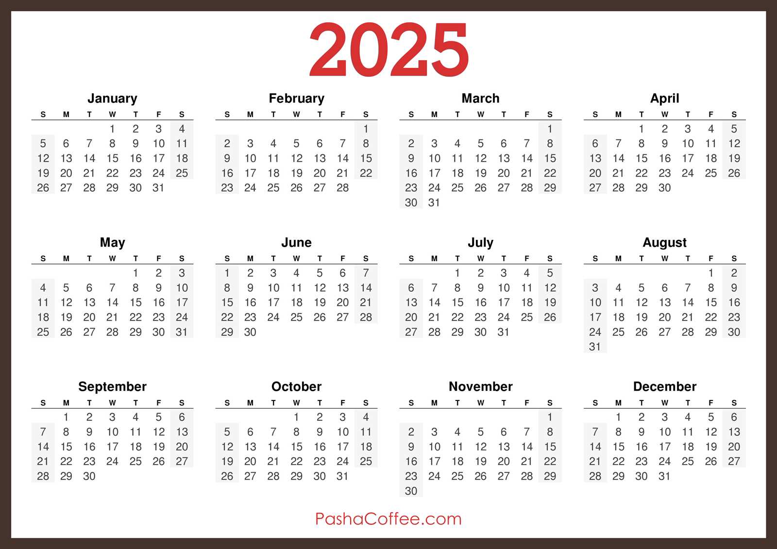 free photo calendar template 2025