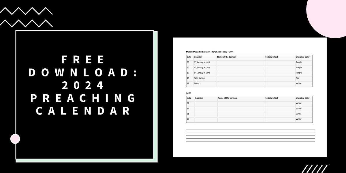 free preaching calendar template