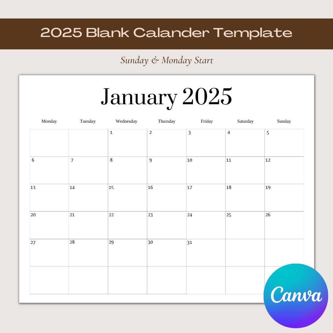 free printable 2025 monthly calendar templates