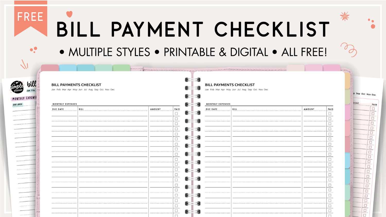 free printable bill calendar template