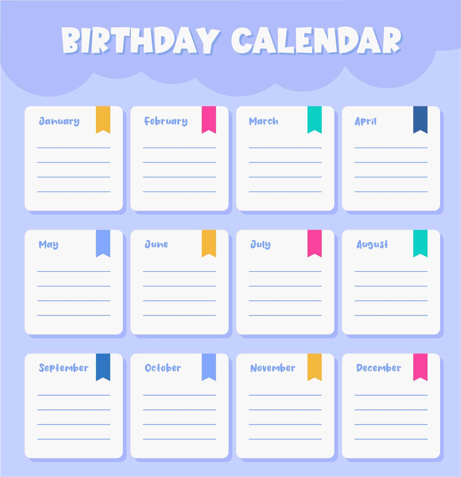 free printable birthday calendar template