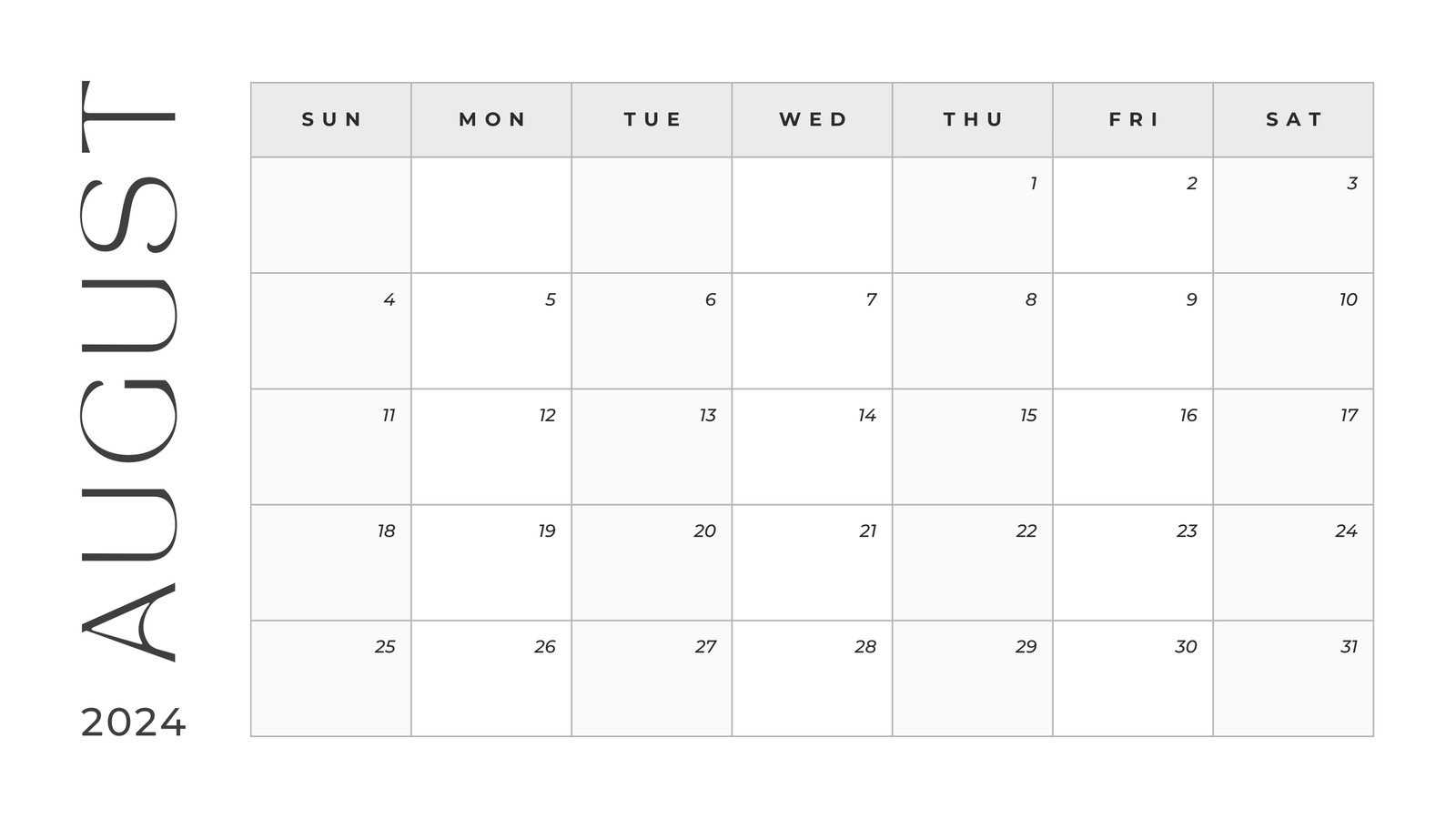 free printable blank calendar template 2025