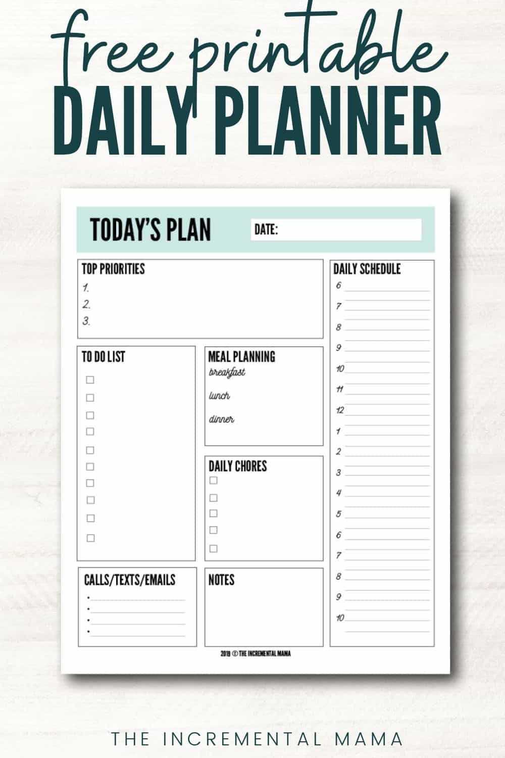 free printable daily calendar templates