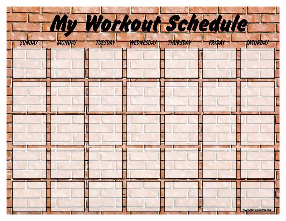 free printable workout calendar template