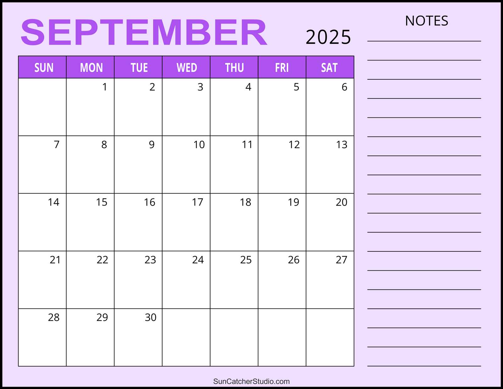 free september 2025 calendar template