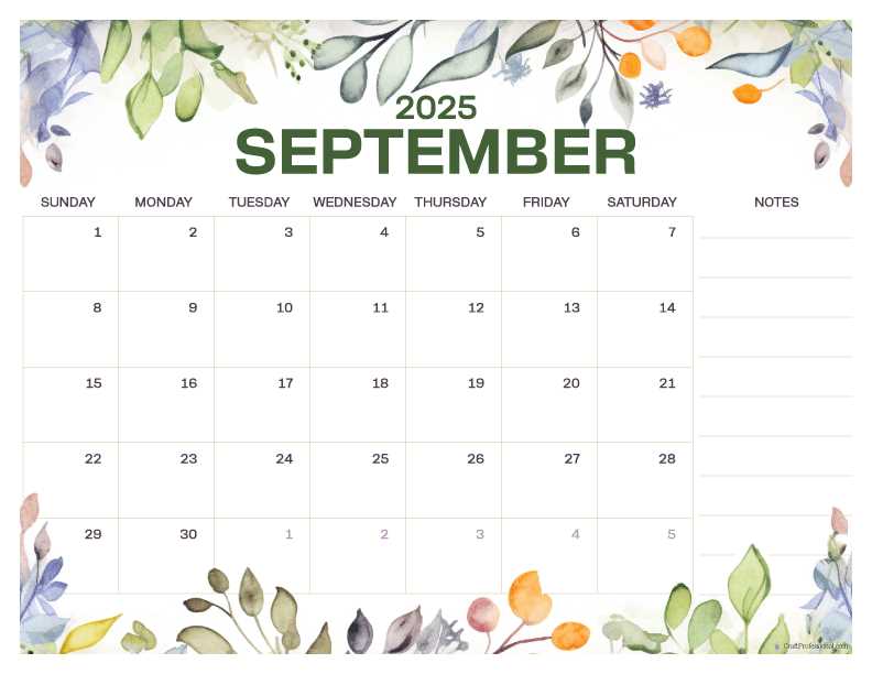 free september 2025 calendar template