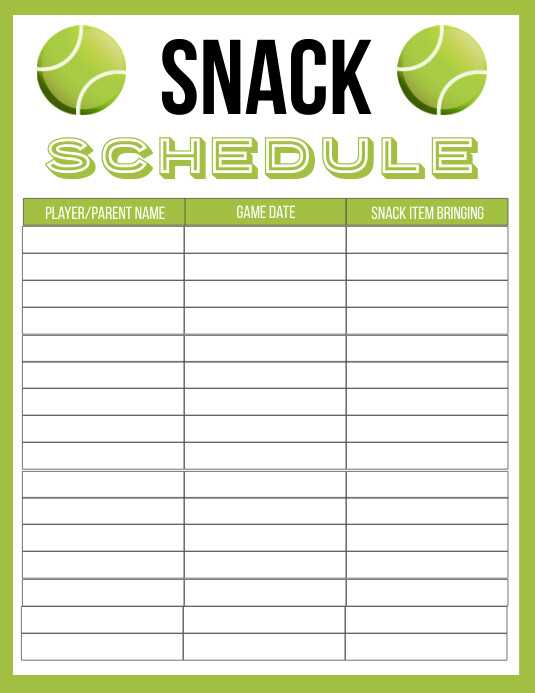 free snack calendar template