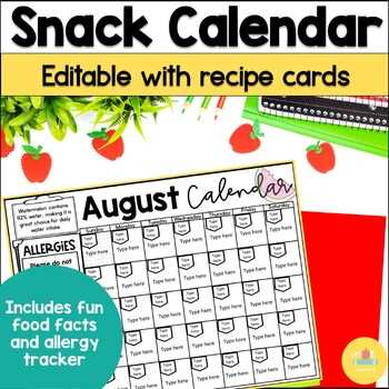 free snack calendar template