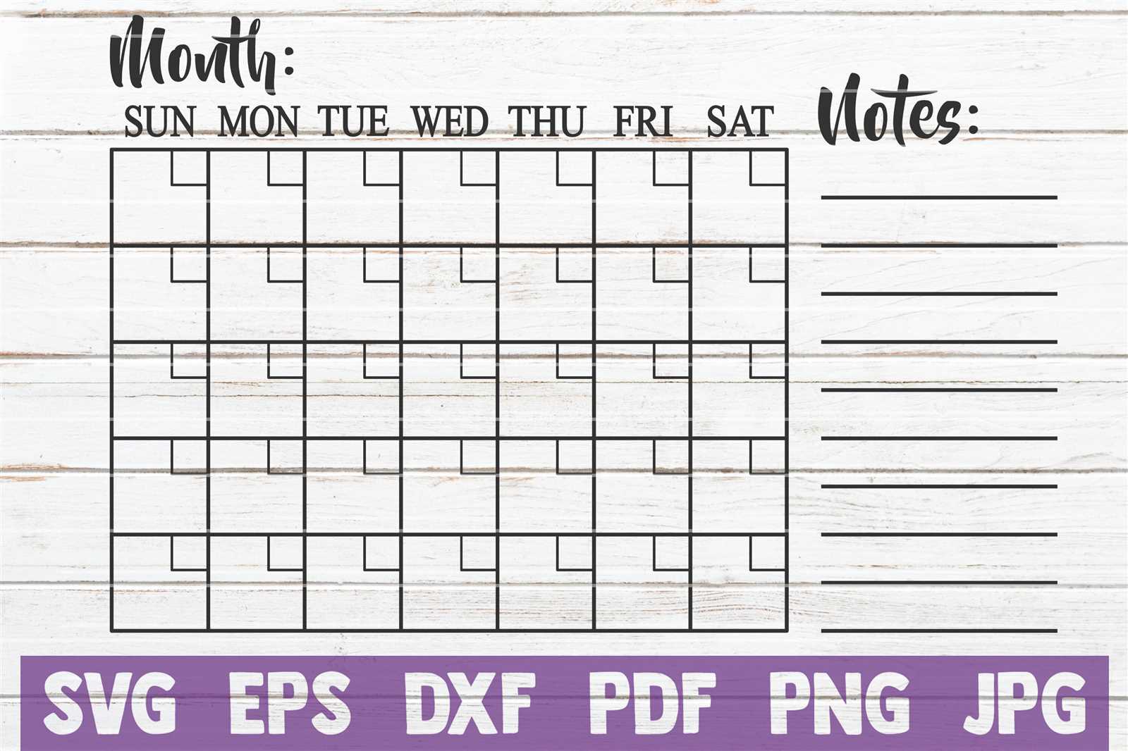 free svg calendar template