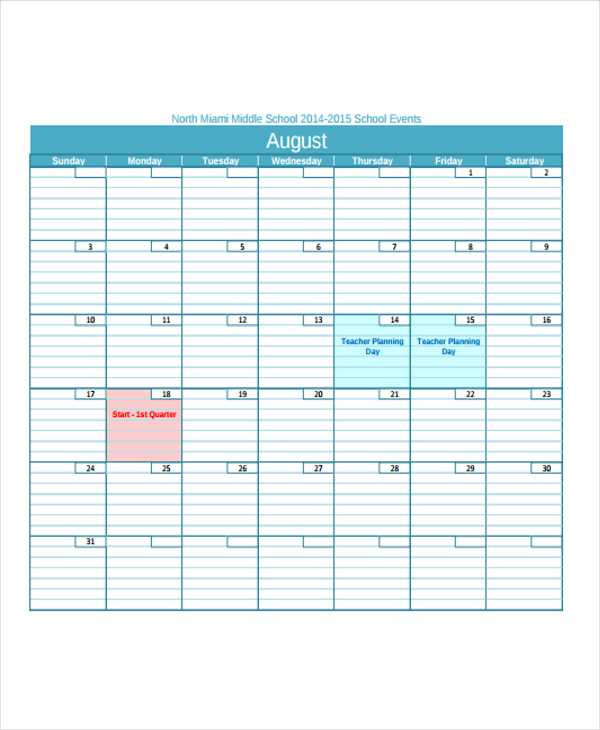 free teacher calendar template