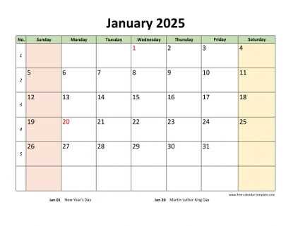 free template 2025 calendar