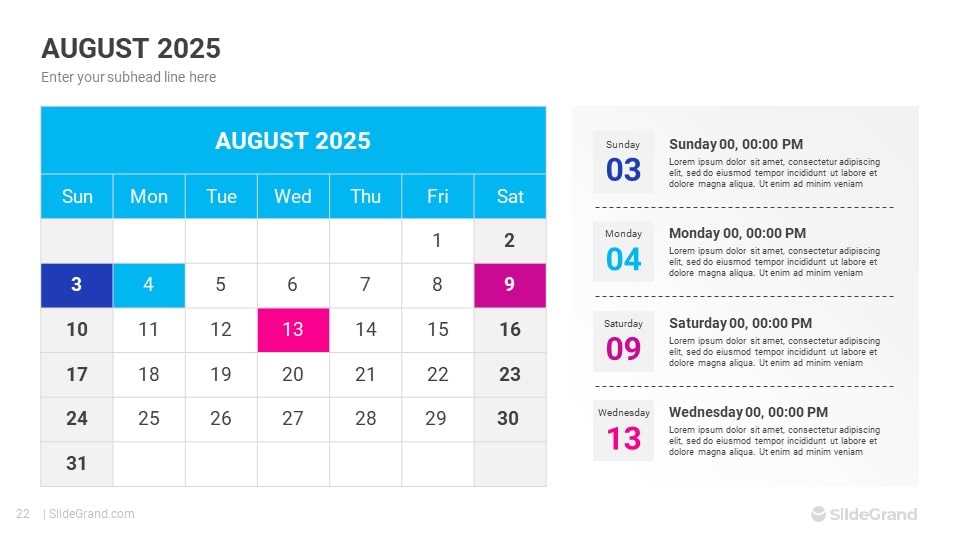 free template of august 2025 calendar