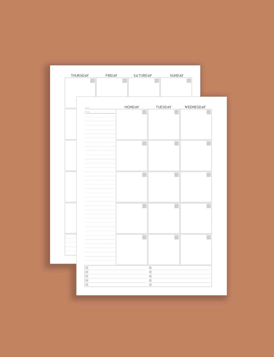 free undated monthly calendar template