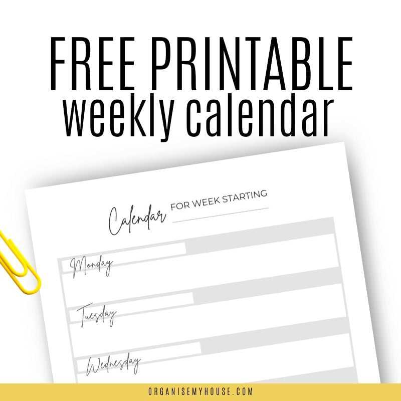 free week calendar template