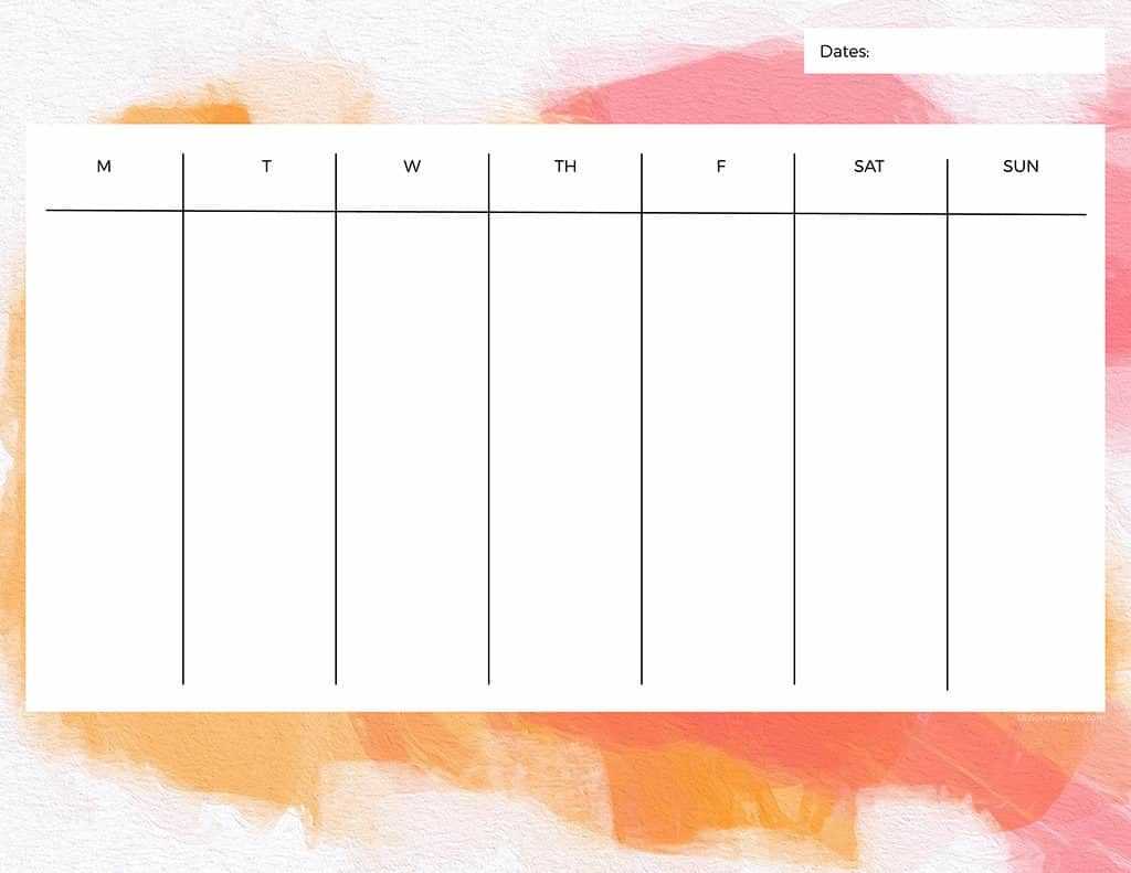 free weekly calendar template