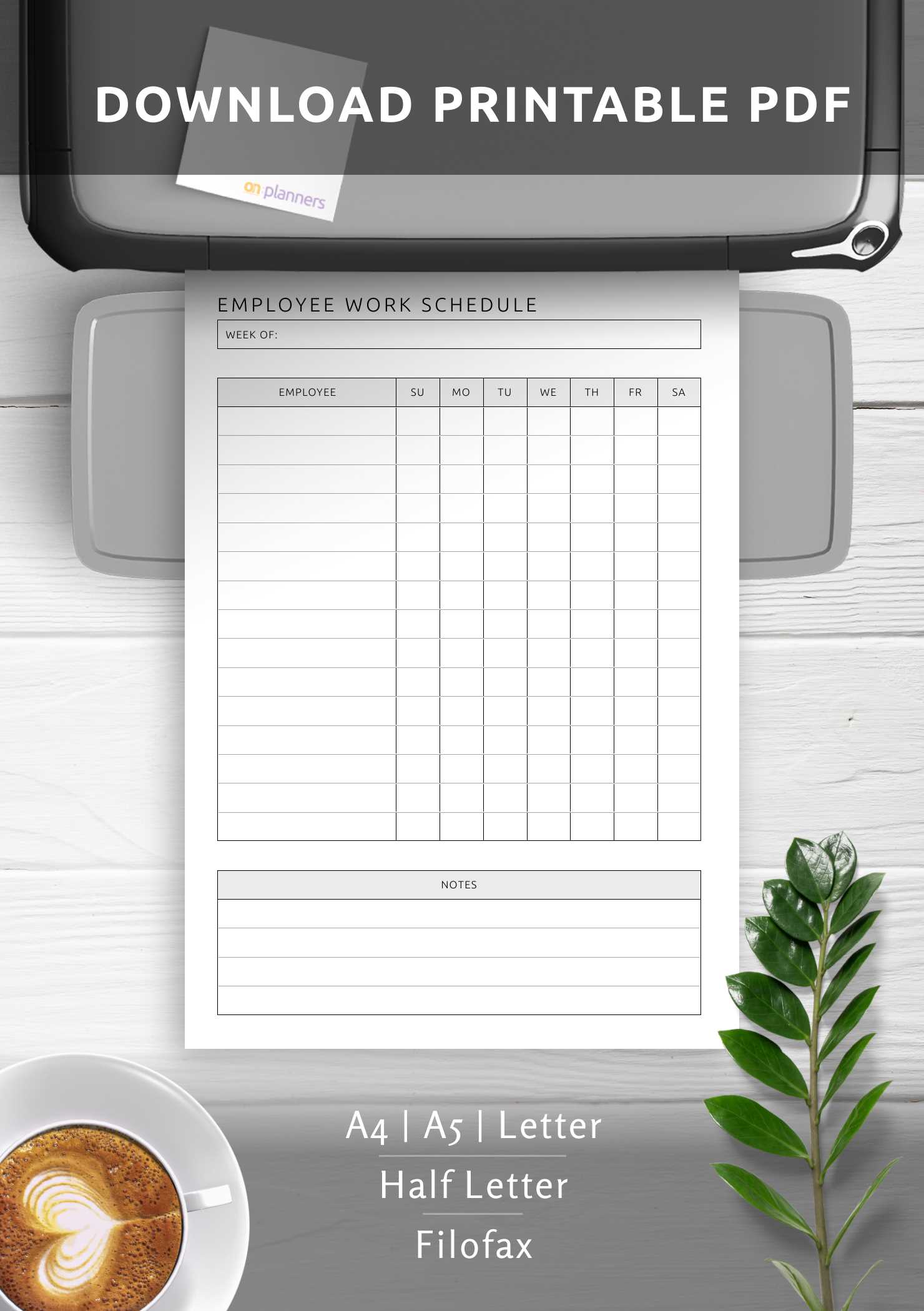 free work calendar template