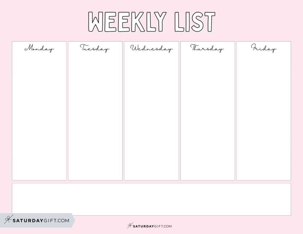 free work week calendar template