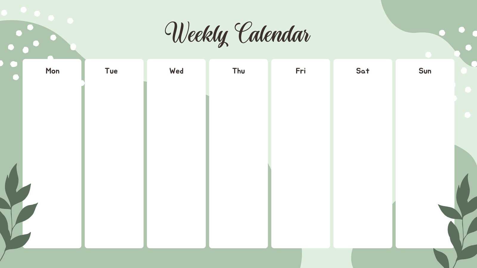 full page weekly calendar template