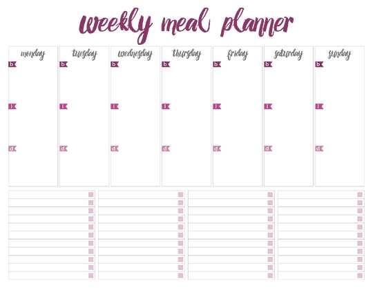 fun weekly calendar template