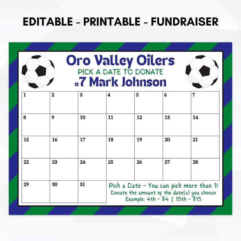 fundraiser calendar template