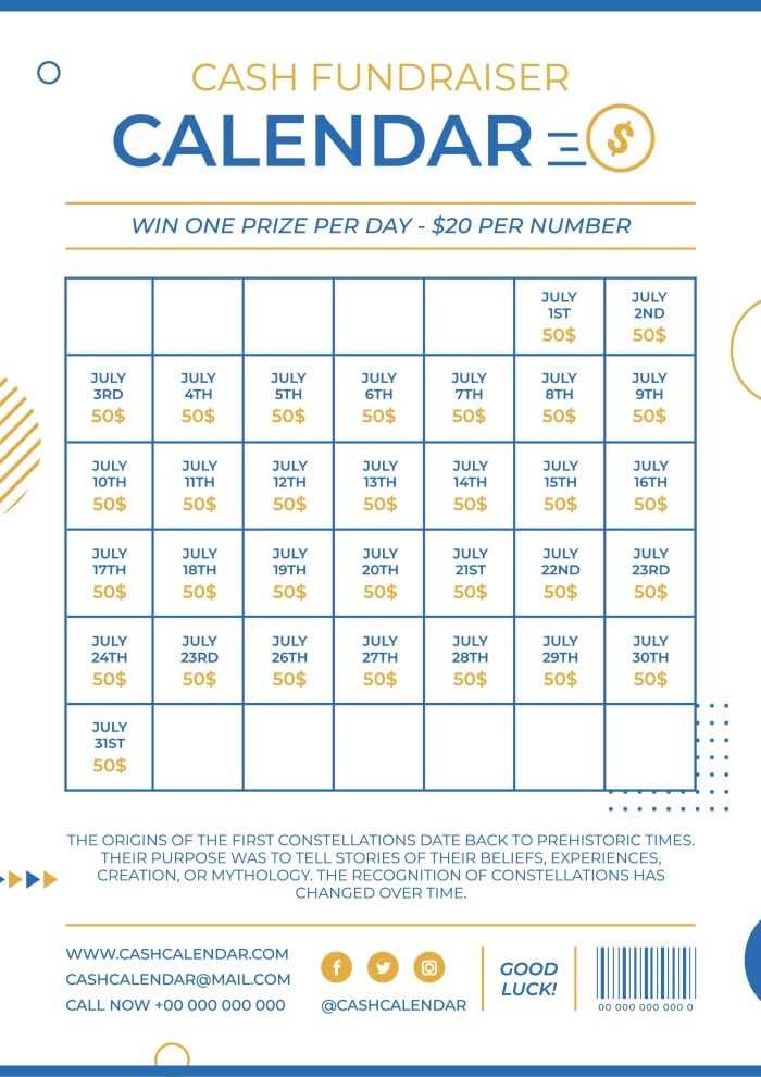 fundraiser calendar template