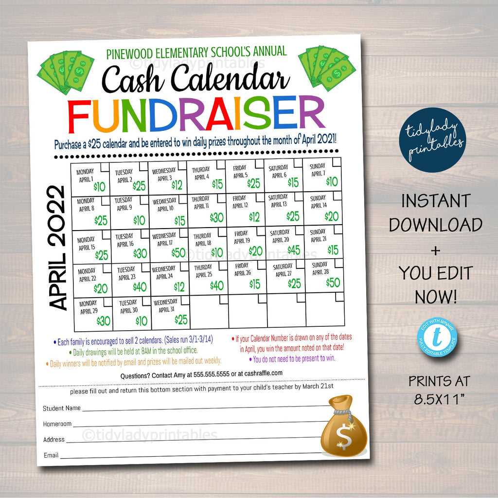 fundraising calendar template free download