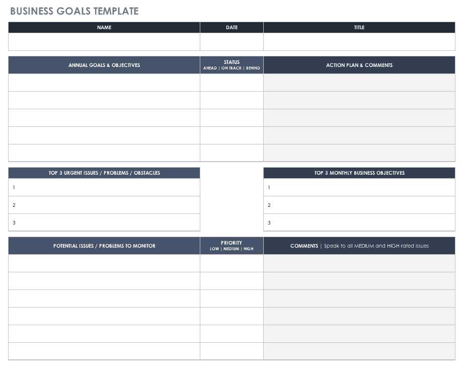 goal setting calendar template