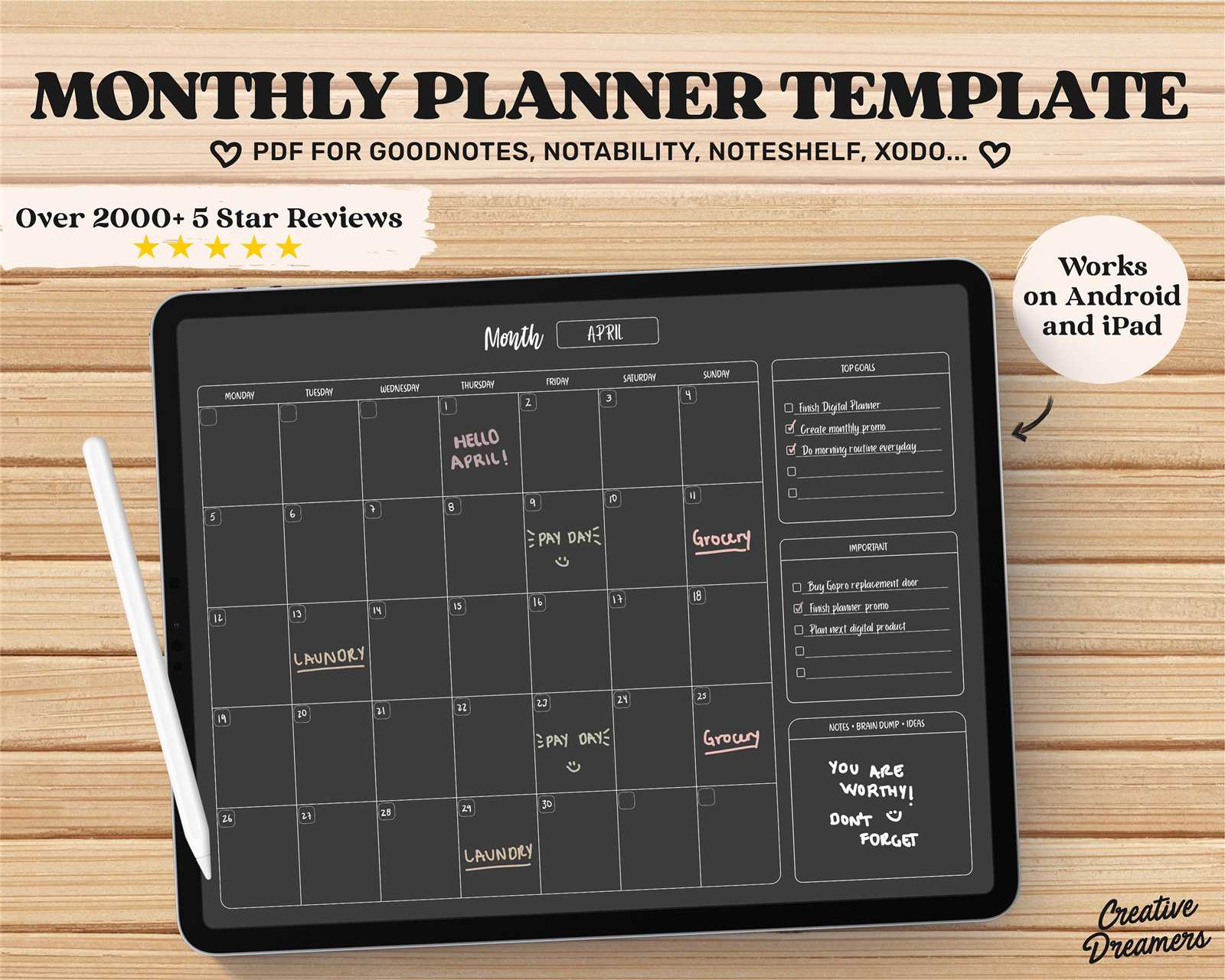 goodnotes calendar template