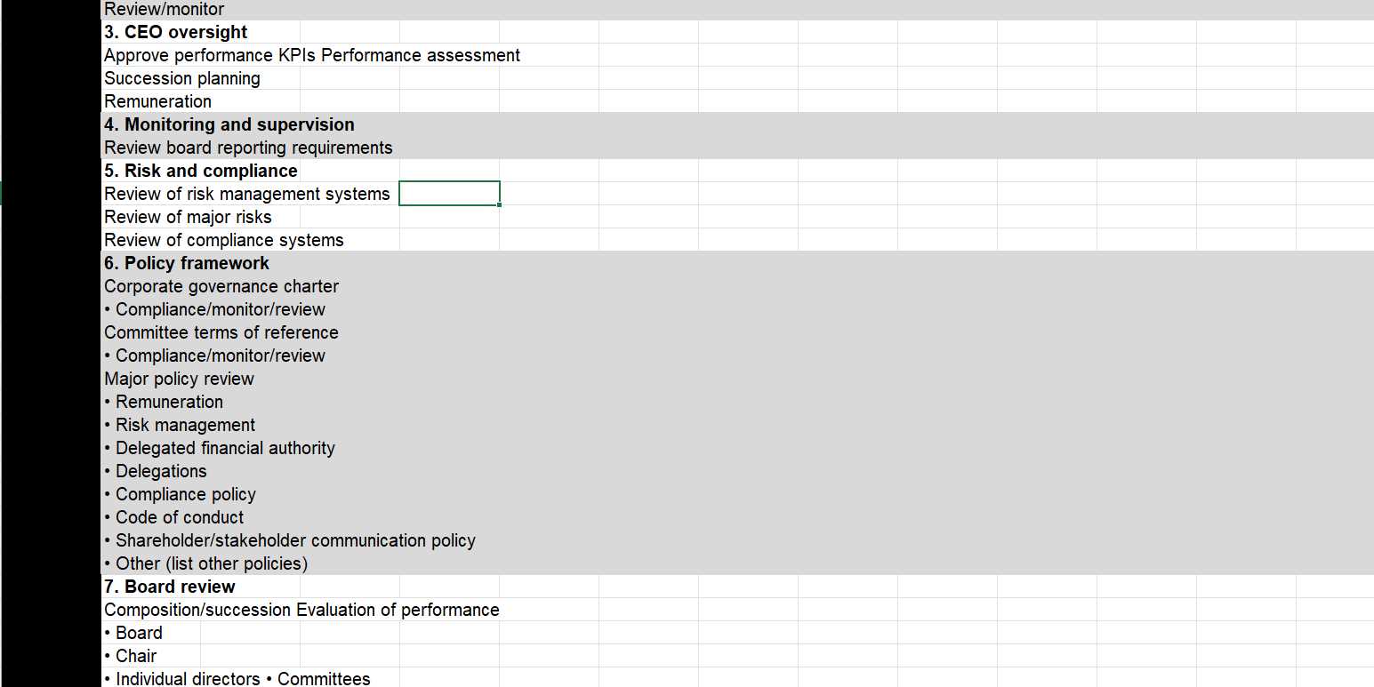 governance calendar template