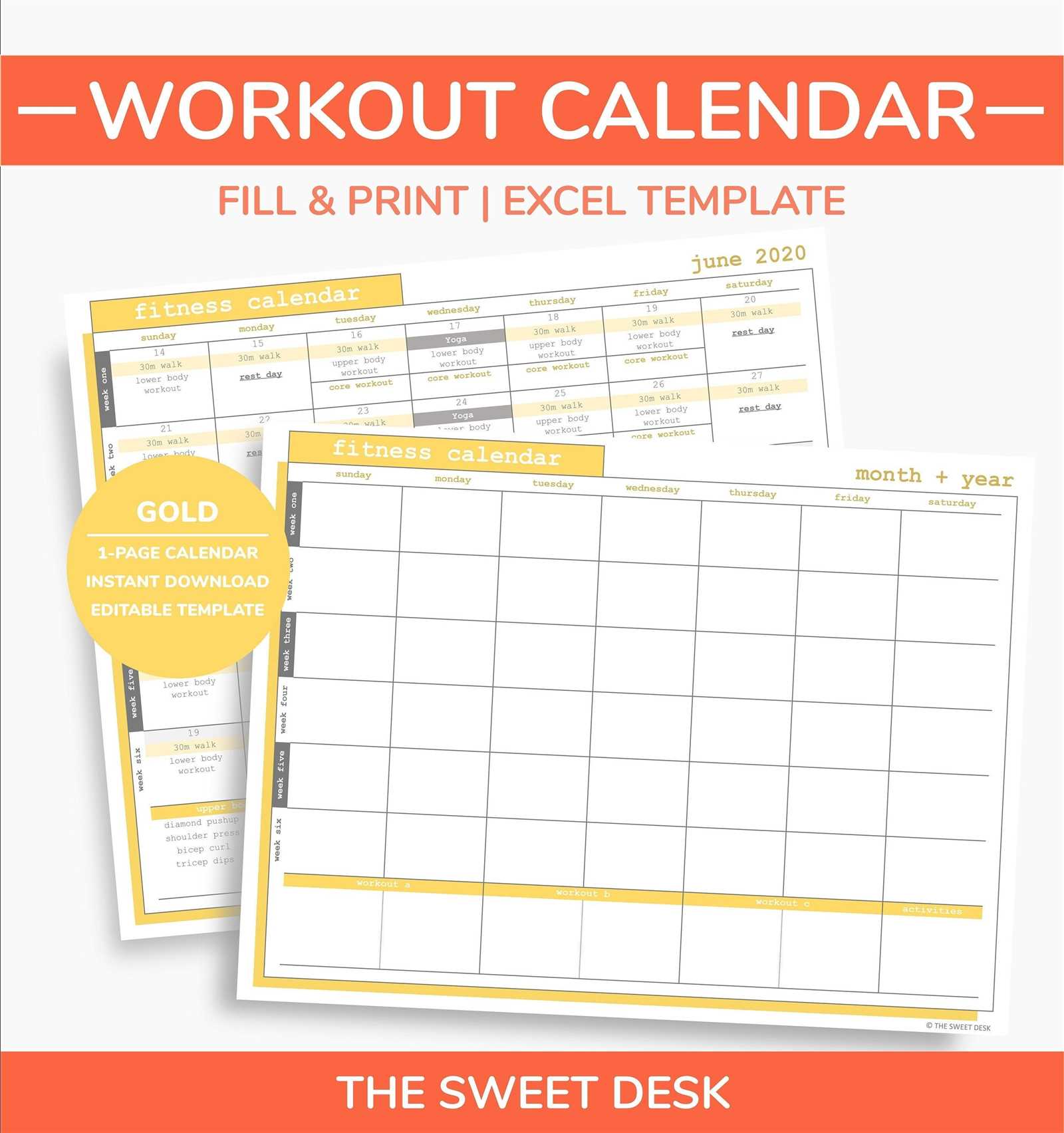 gym calendar template