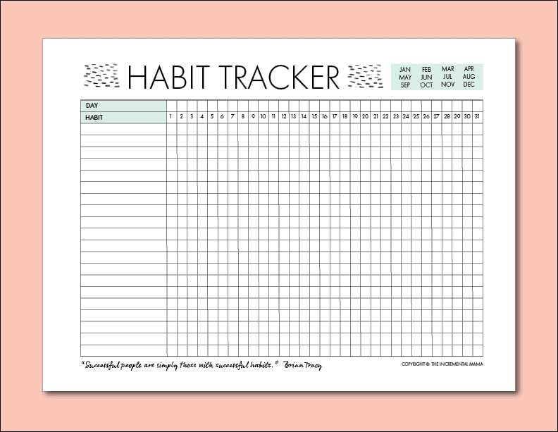 habit calendar template