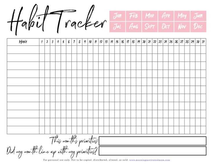 habit calendar template