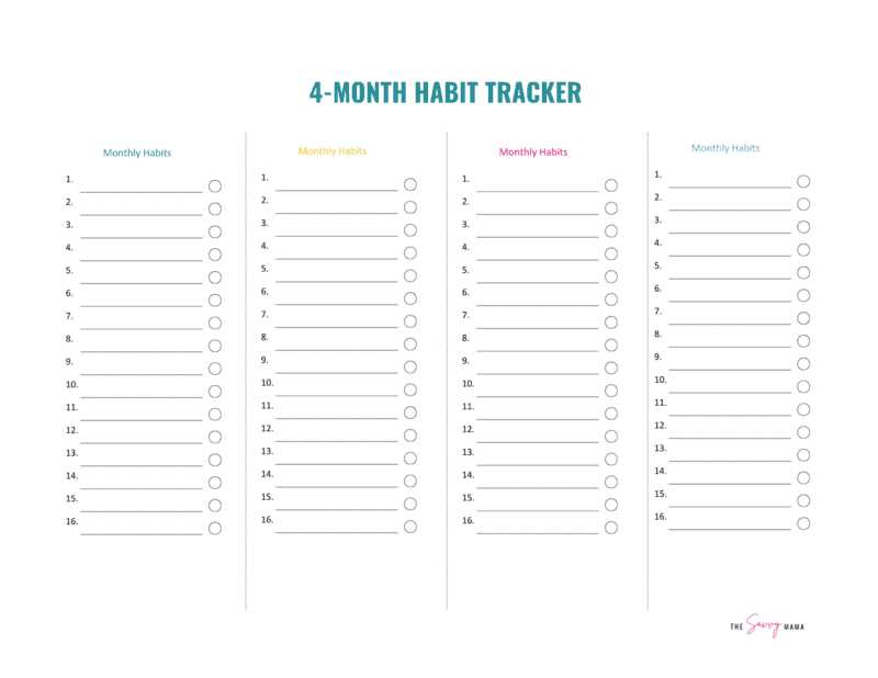 habit calendar template