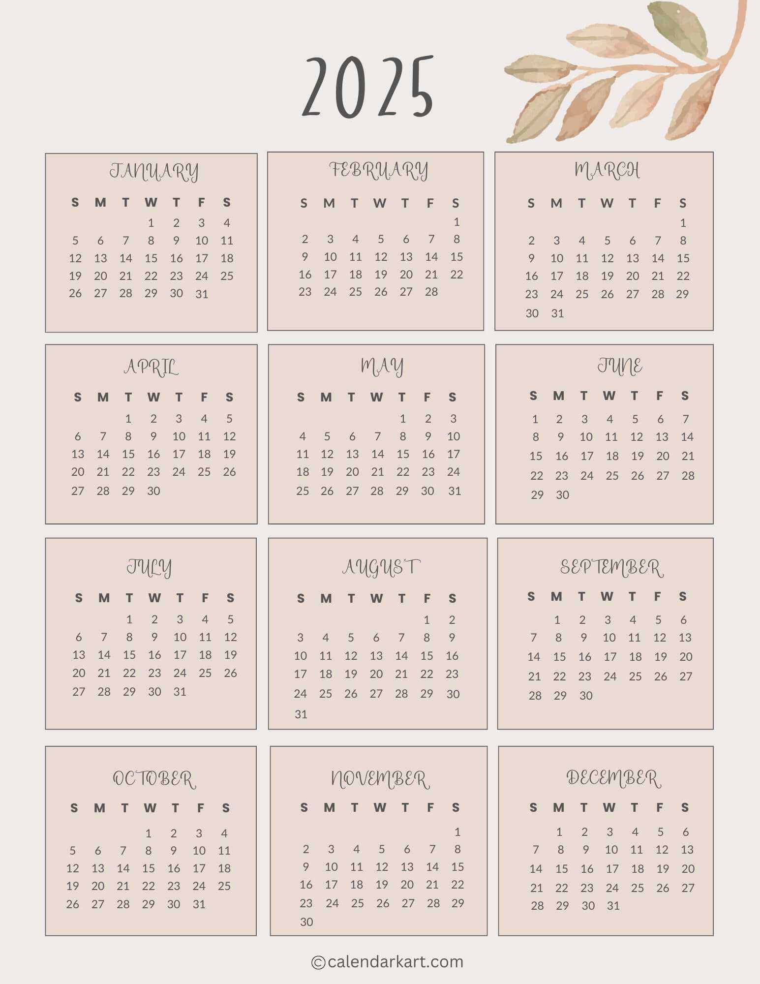 half page calendar template 2025