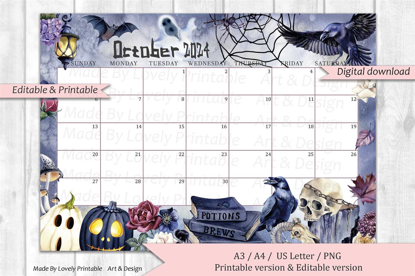 halloween themed calendar template