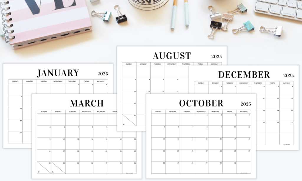 horizontal calendar template 2025