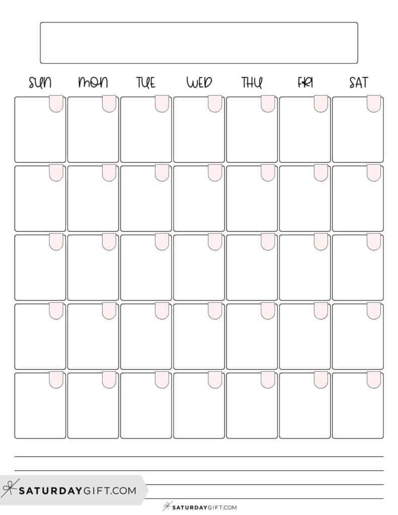 horizontal monthly calendar template