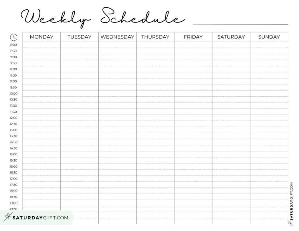 hourly calendar template free