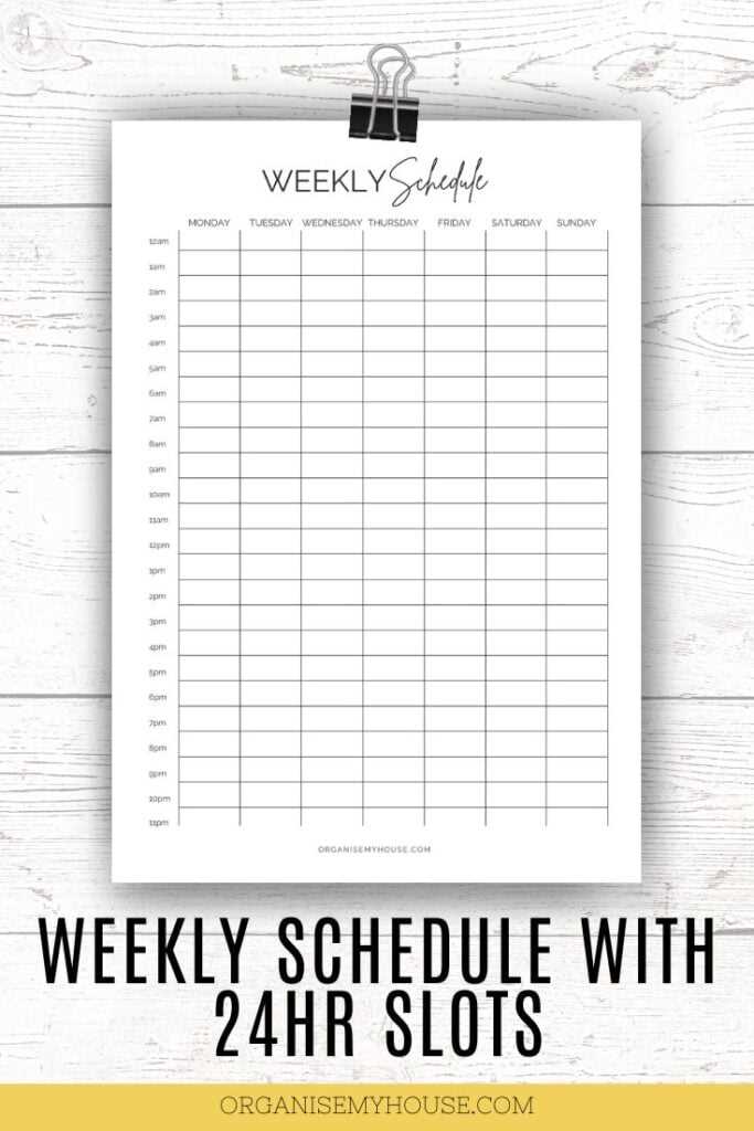 hourly calendar template free