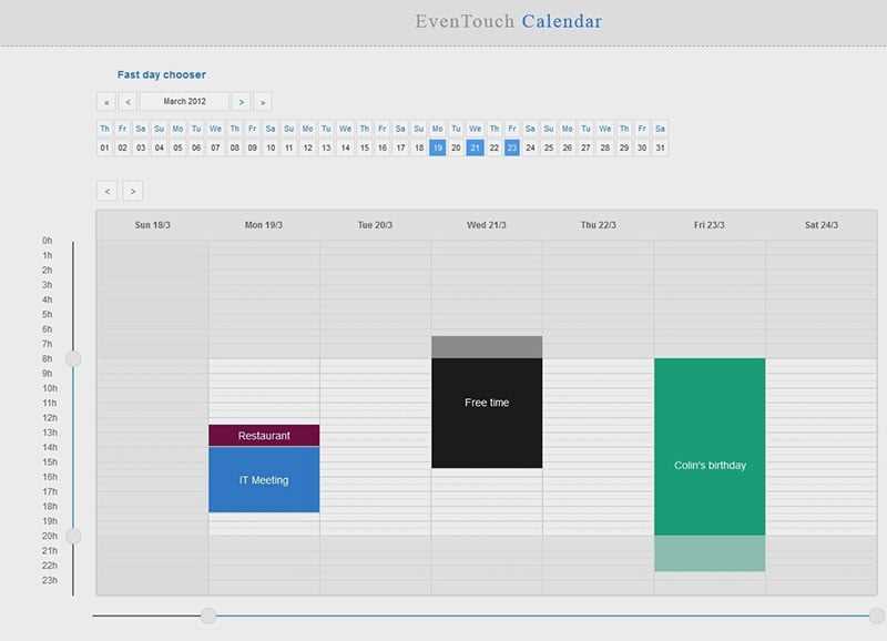 html table calendar template