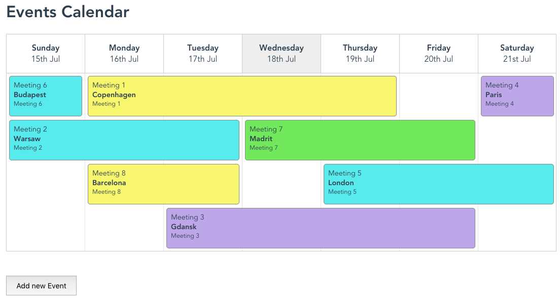 implementation calendar template