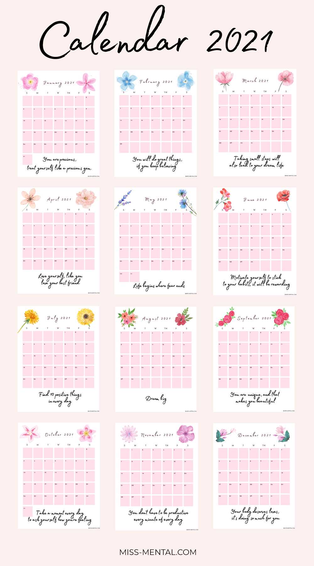 inspirational calendar template