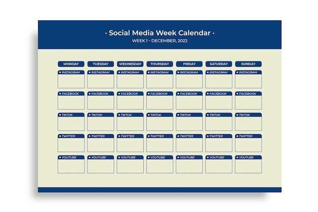 instagram social media calendar template