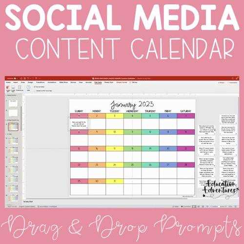 instagram social media calendar template