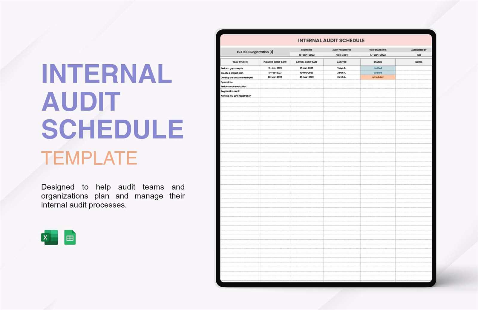 internal audit calendar template
