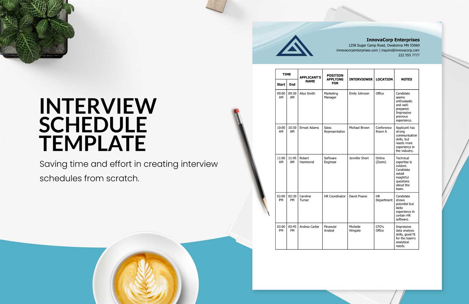 interview calendar template