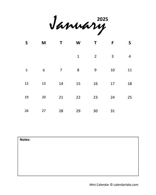 january calendar template 2025