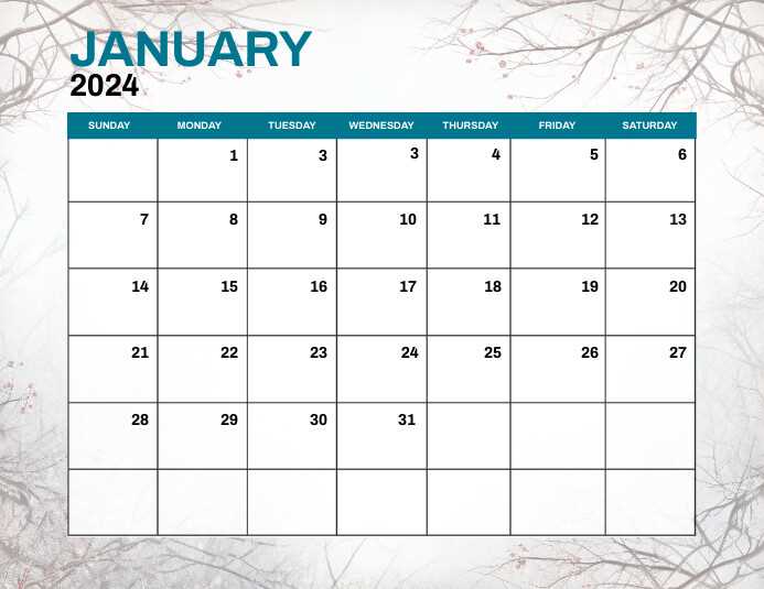 january calendar template