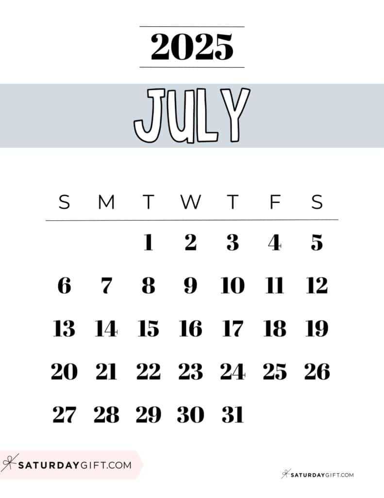 july 2025 calendar template